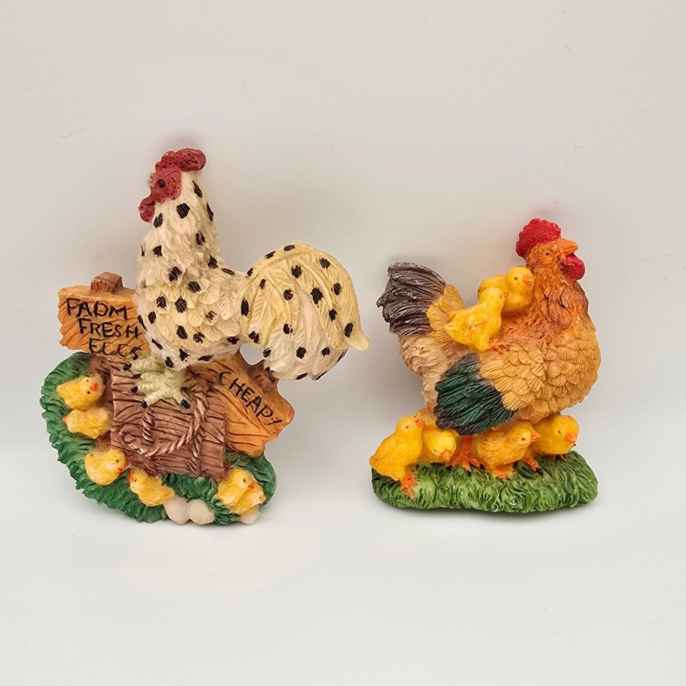 Vintage Style Farmhouse Chicken Refrigerator Magnets Set Rooster Hen Chicks